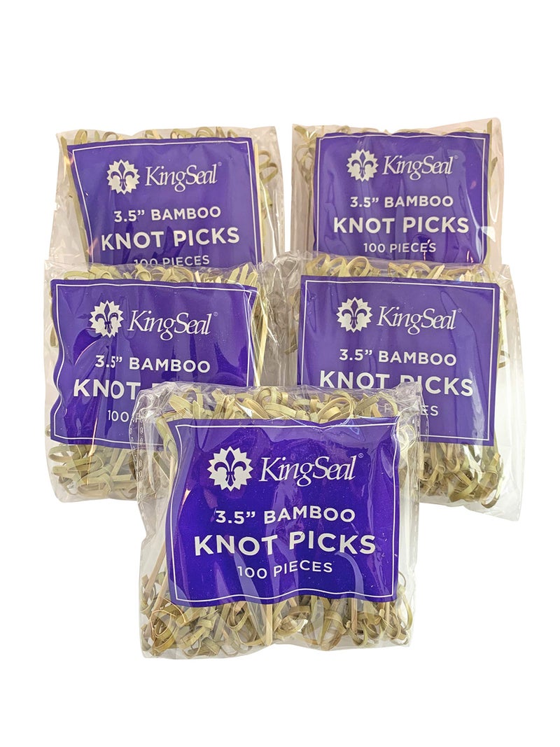 KingSeal 500 Count | KingSeal Bamboo Wood Flower Knot Picks, Skewers, 3.5 Inches, Perfect for Cocktails and Appetizers, Bulk Pack - 5 Packs of 100 - Image 2